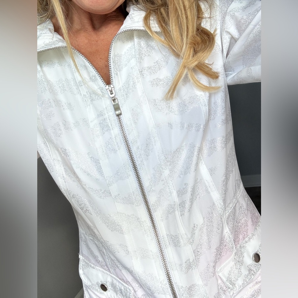 Laura Ashley white and Silver Patterned Jacket